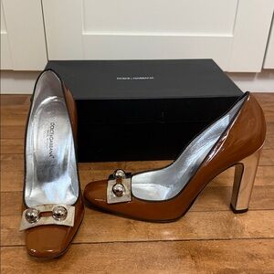 Dolce & Gabbana Tan Heels with Silver Accents